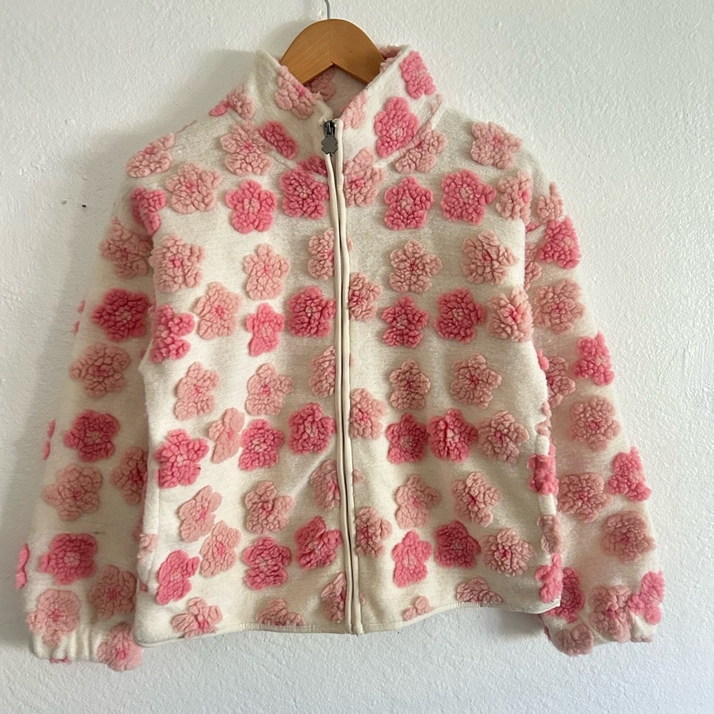 Lucky Brand Pink Floral Fleece Jacket